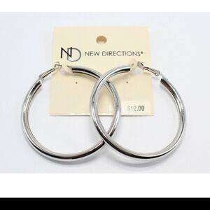 new directions Silver Polished Hoop Earrings - Medium
